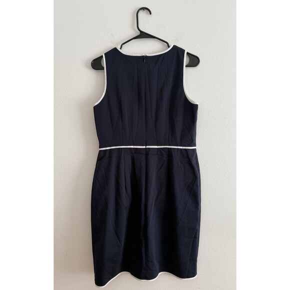 Ann Taylor Sheath Dress Size 8 Petite Navy Blue With White Trim Sleeveless - Picture 2 of 7